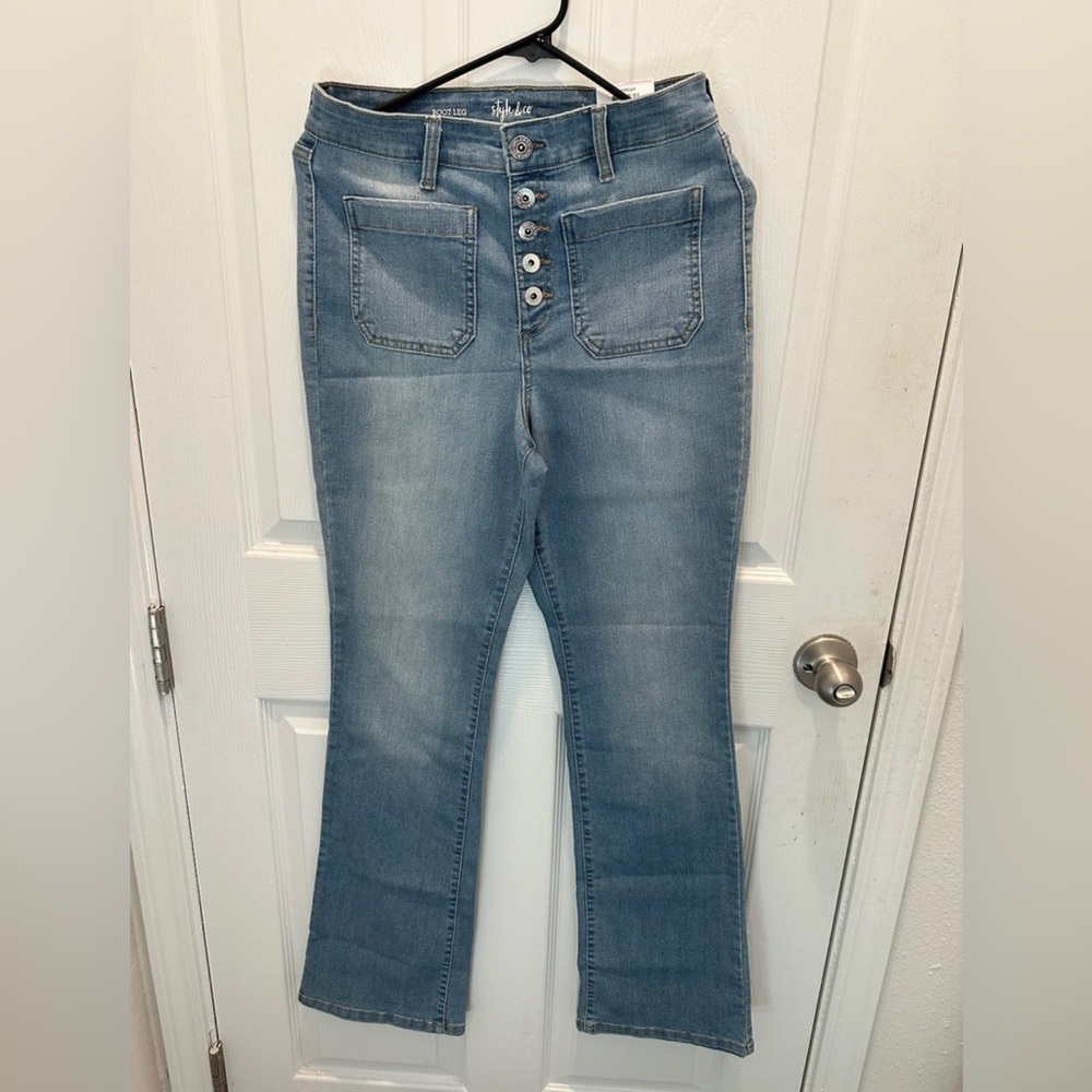 Style & Co Women's Light Blue Button-Front Bootcut Jeans